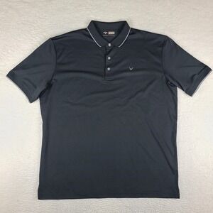 Callaway Polo Shirt Mens XL Black Blue Striped Opti Dri Performance Golf